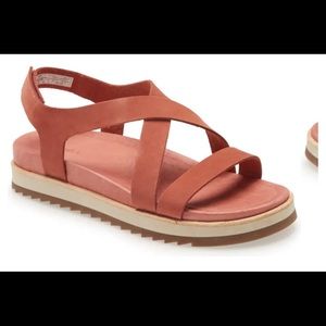 Merril Juno Backstrap sandals in Redwood leather